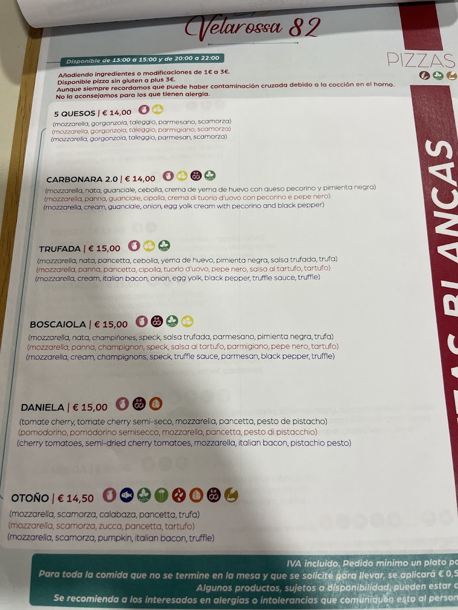 Menu Restaurante Italiano Y Pizzeria Velarossa82-7