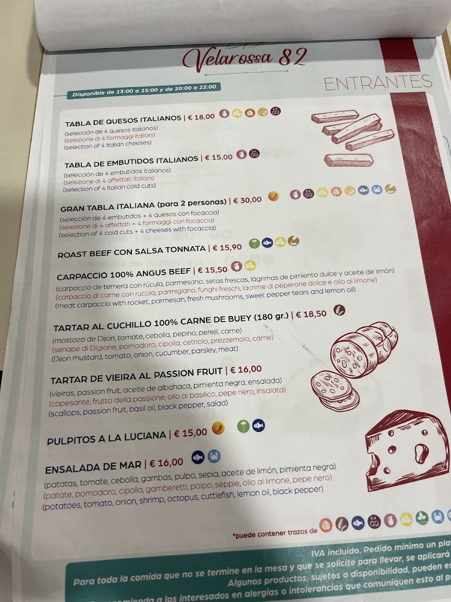 Menu Restaurante Italiano Y Pizzeria Velarossa82-8
